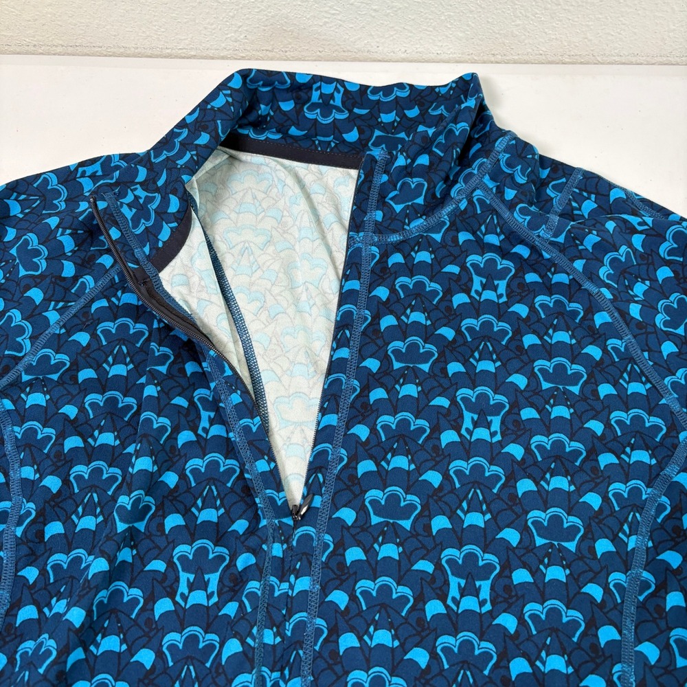 Title Nine Getaway Dress Size XL Blue Geometric Print Quarter Zip Long Sleeve - Picture 8 of 11